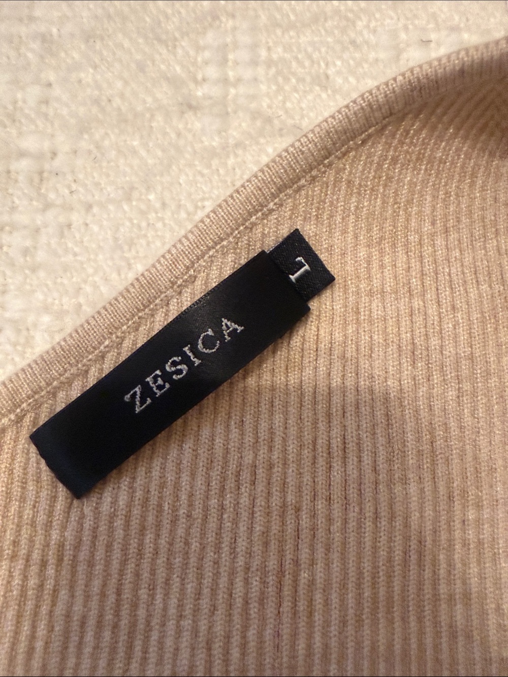 One-Shoulder Ribbed Knit Top - Beige - Picture 2 of 2